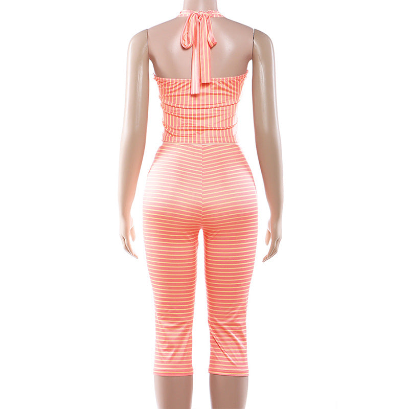 Stylish Striped Two-Piece Set