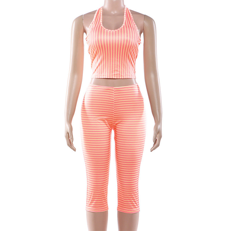 Stylish Striped Two-Piece Set
