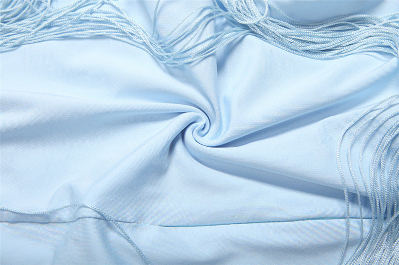 Elegant Blue Fringe Dress