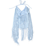 Elegant Blue Fringe Dress
