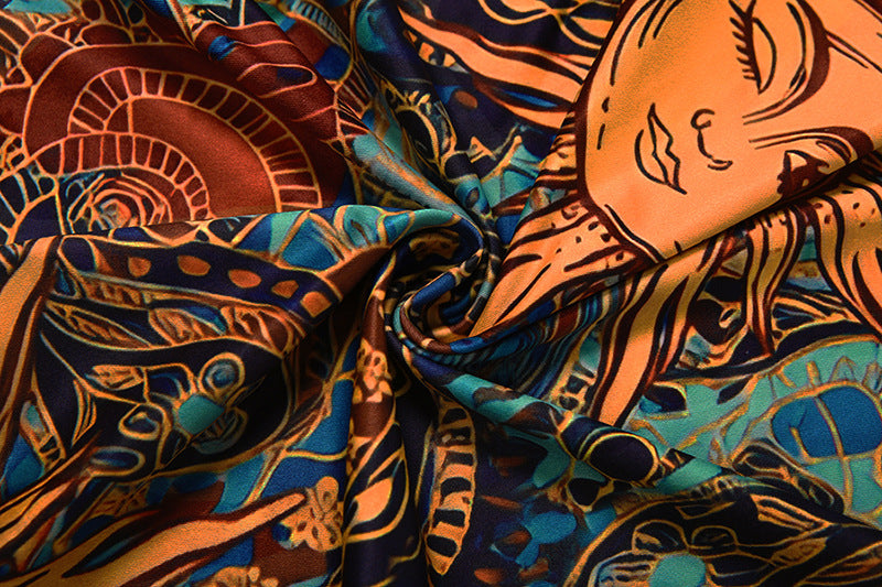 Vibrant Artistic Print Mini Dress