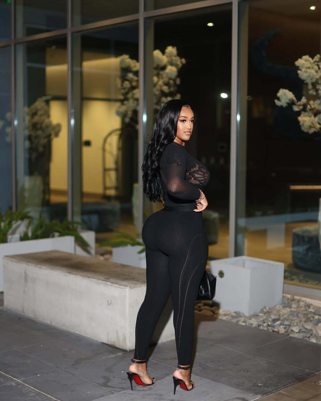 Mesh Lace Top and Slim Fit Pants Set