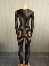 Black Sheer Lace Jumpsuit with Details
