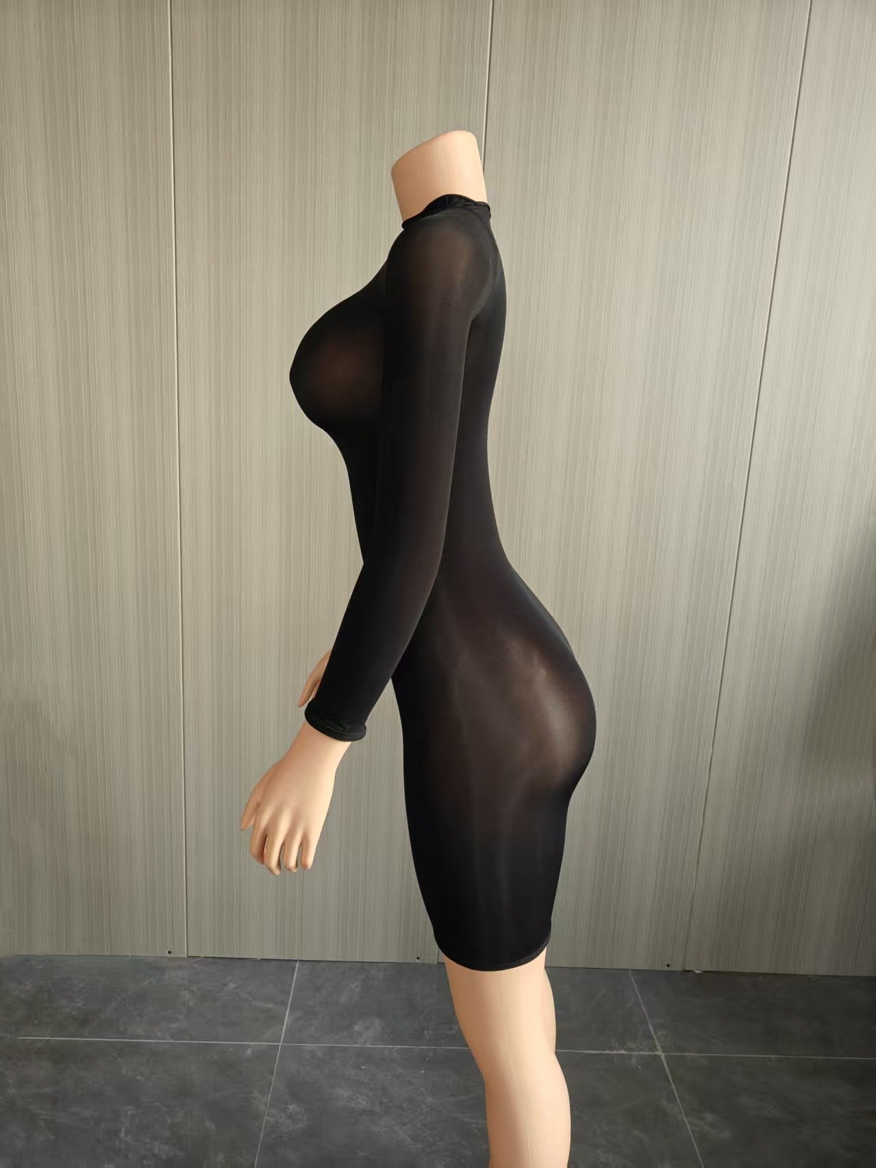 Bodycon Dress with Sheer Mesh Details