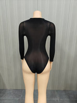 Edgy Black Mesh Long-Sleeve Top