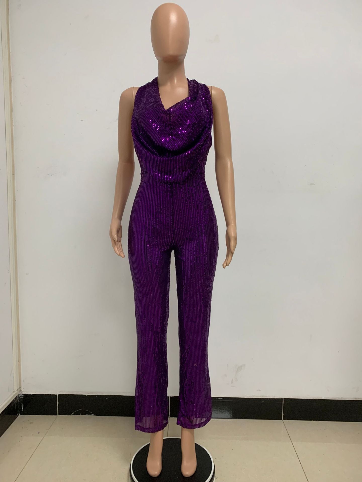 Glamorous Sequin Halter Jumpsuit