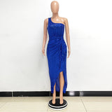 One-Shoulder Sequin Maxi Dress