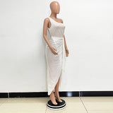 One-Shoulder Sequin Maxi Dress