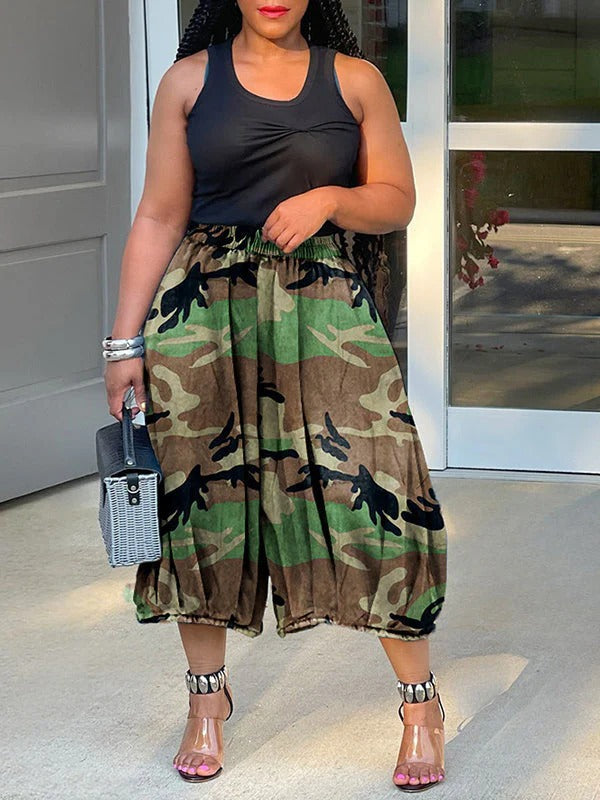 Animal Print Wide-Leg Pants