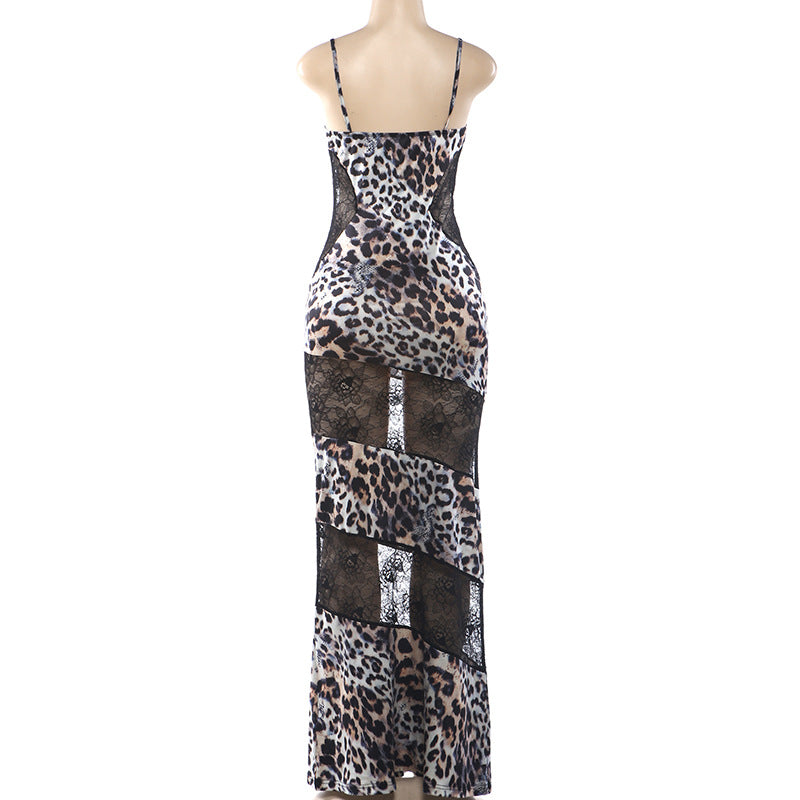 Leopard Print Maxi Dress with Accents