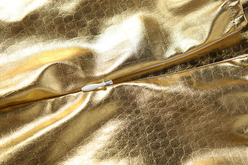 Glamorous Gold & White Evening Dress