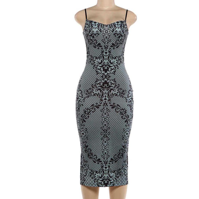 Black Lace-Patterned Evening Dress