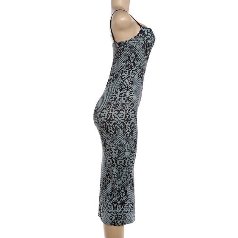 Black Lace-Patterned Evening Dress