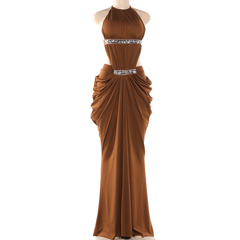 Evening Gown with Embellished Waistbands