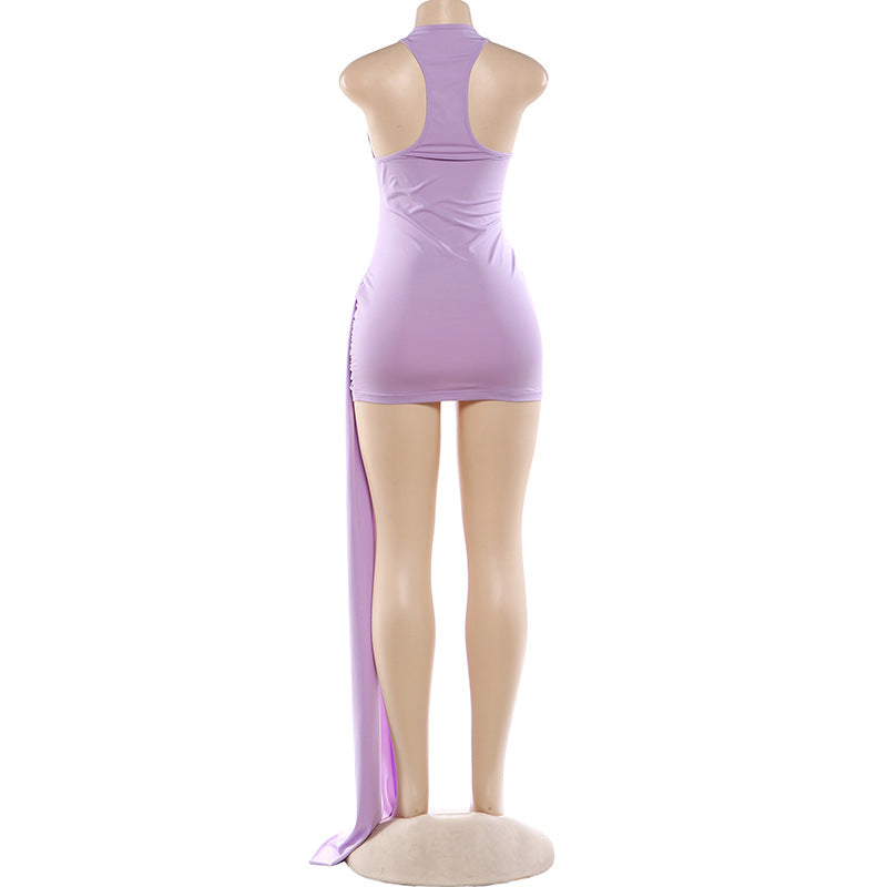 Asymmetric Mini Dress with Drape Detail