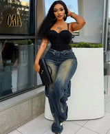 Distressed Wide-Leg Jeans