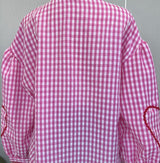 Gingham Heart-Print Button-Up Shirt
