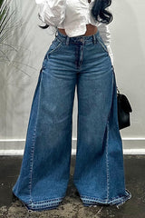 High-Waisted Wide Leg Denim Pants