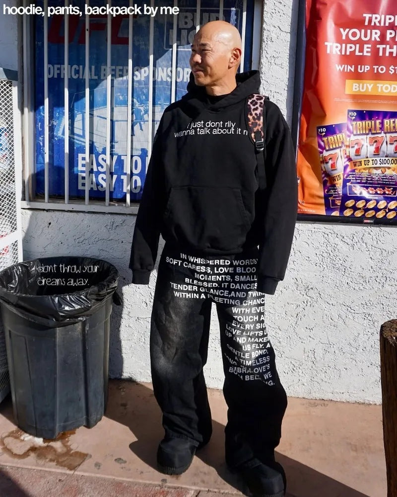 Inspirational Text Graphic Pants