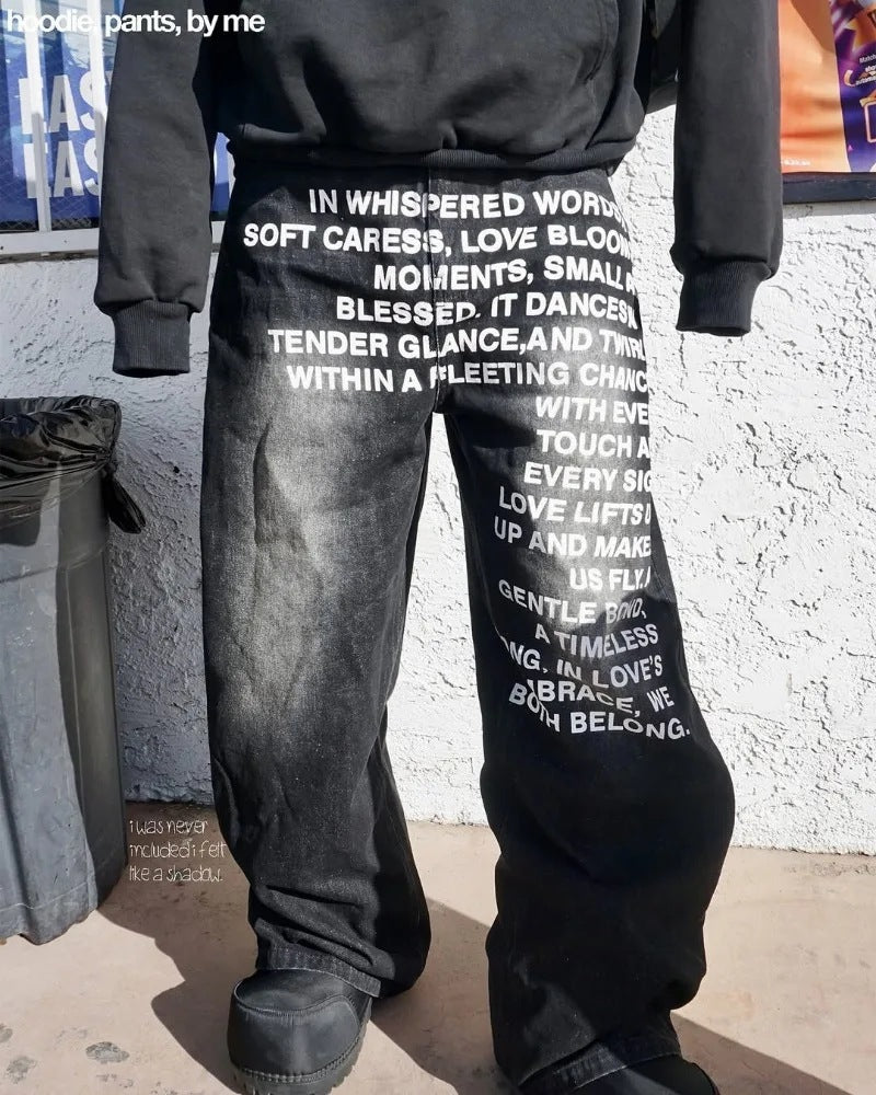 Inspirational Text Graphic Pants