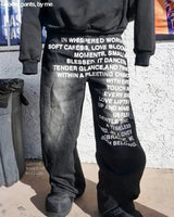 Inspirational Text Graphic Pants
