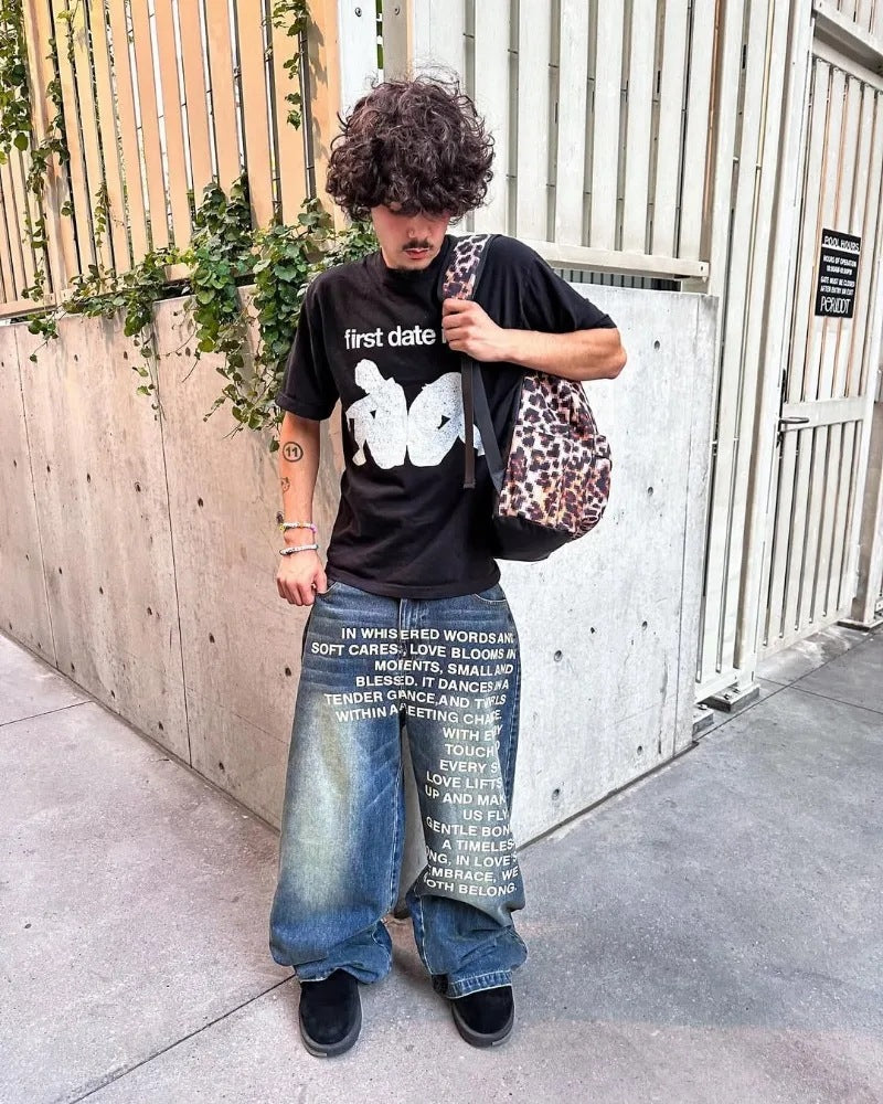 Inspirational Text Graphic Pants