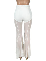 Sheer Flared Pants with High-Waisted Design