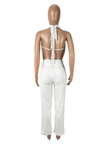 Halter Strapless Tops with Wide Leg Pants