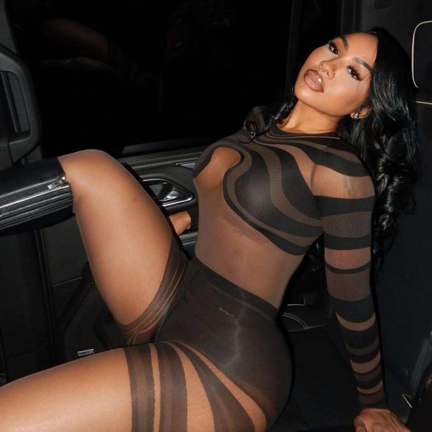 Sheer Cut-Out Bodycon Jumpsuit