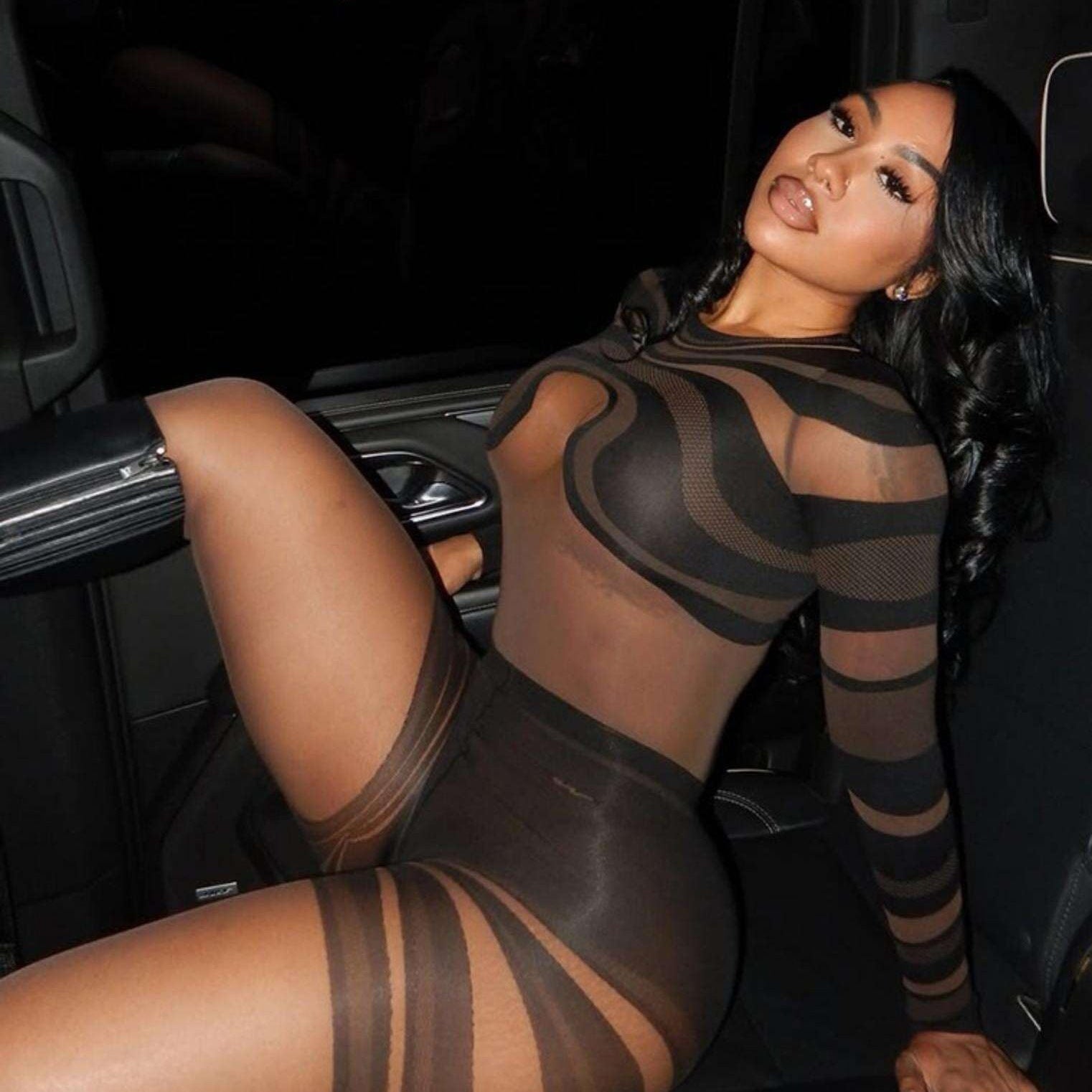 Sheer Cut-Out Bodycon Jumpsuit