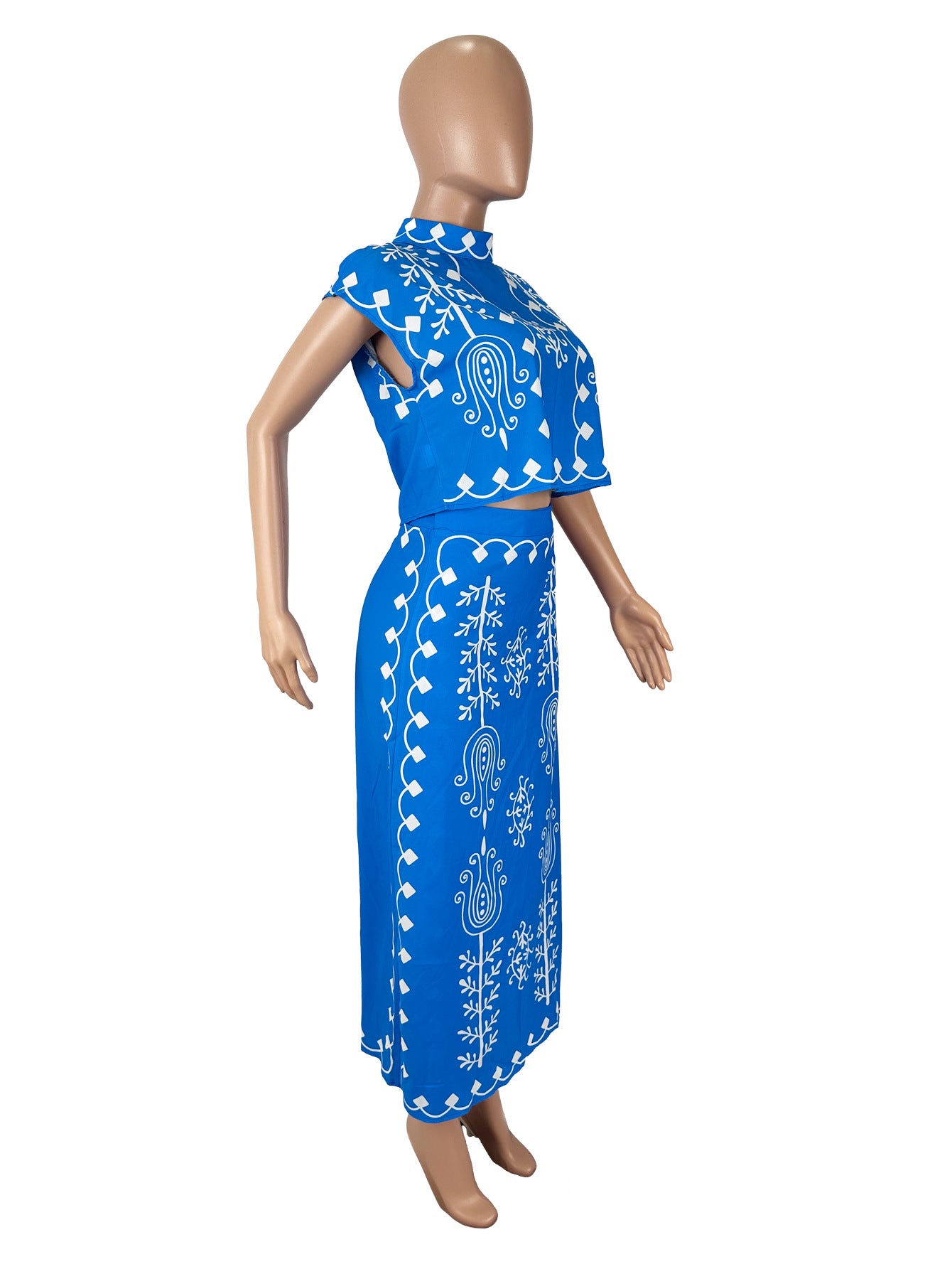 Bohemian Floral Printed Top & Maxi Skirt