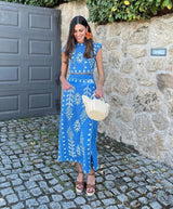 Bohemian Floral Printed Top & Maxi Skirt