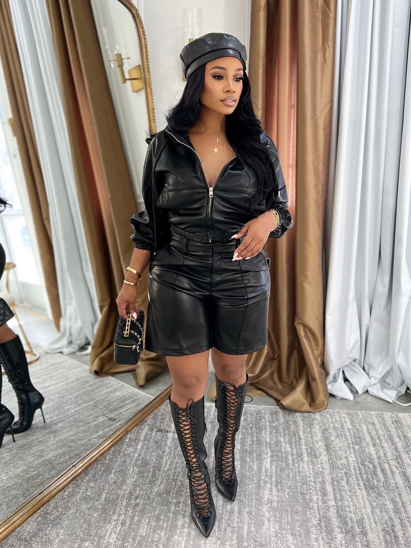 Cropped Jacket & Shorts  Outfit Set