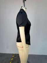 Peplum Blouse with Button Detailing