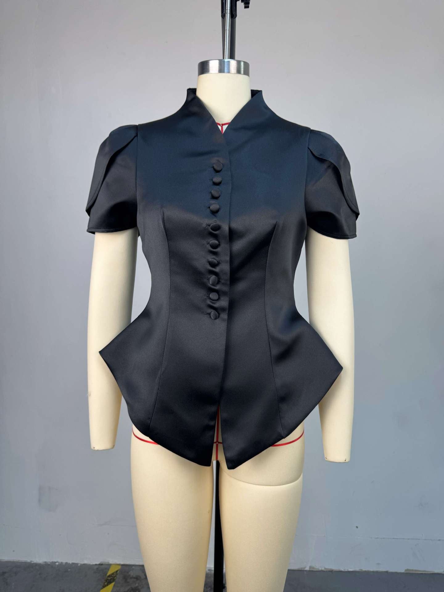 Peplum Blouse with Button Detailing