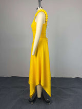 Asymmetrical Maxi Dress with Strap Details