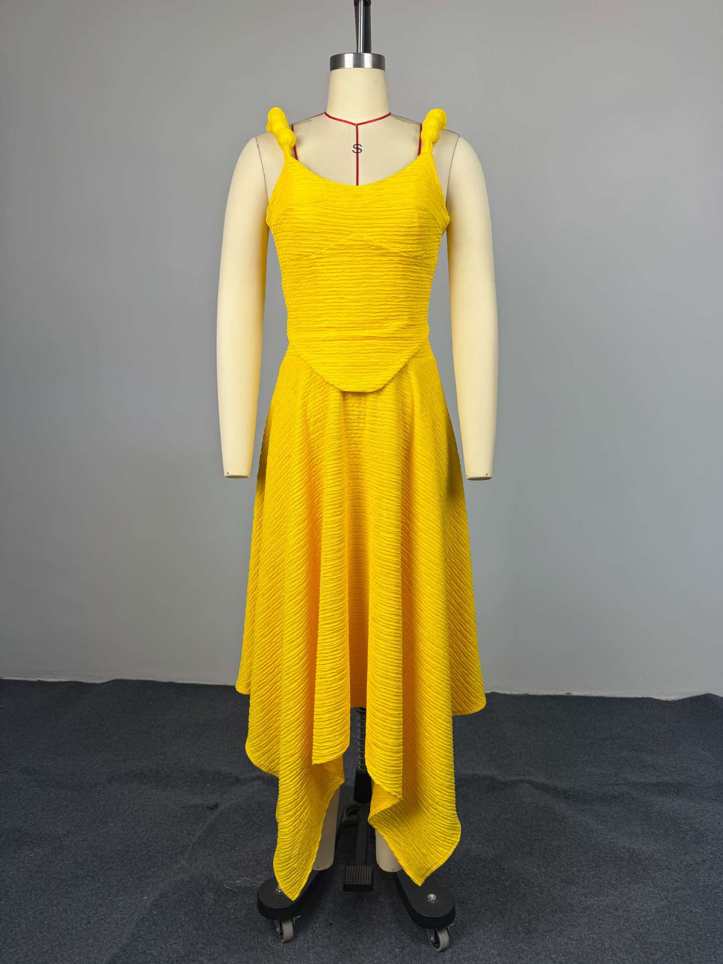 Asymmetrical Maxi Dress with Strap Details
