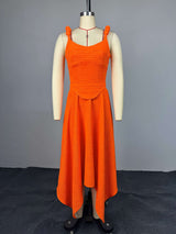 Asymmetrical Maxi Dress with Strap Details