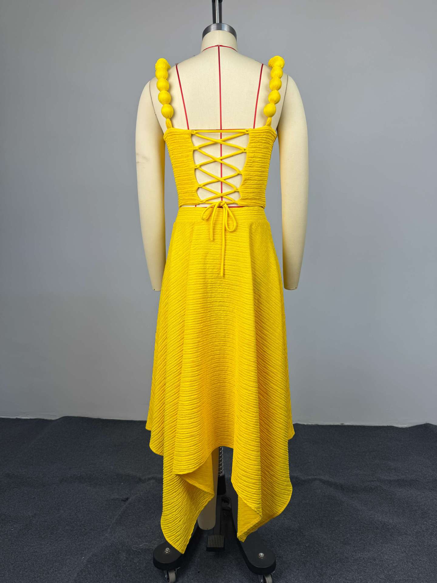 Asymmetrical Maxi Dress with Strap Details
