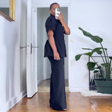 Structured Blazer with Wide-Leg Trousers