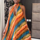 Vibrant Rainbow Striped Maxi Dress