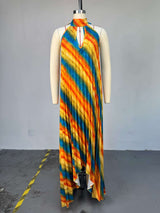 Vibrant Rainbow Striped Maxi Dress