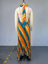 Vibrant Rainbow Striped Maxi Dress