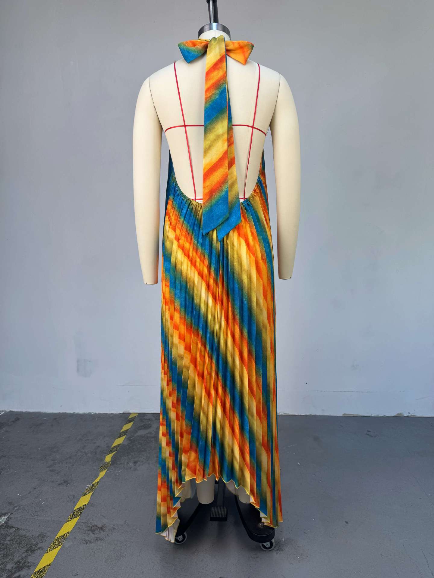 Vibrant Rainbow Striped Maxi Dress
