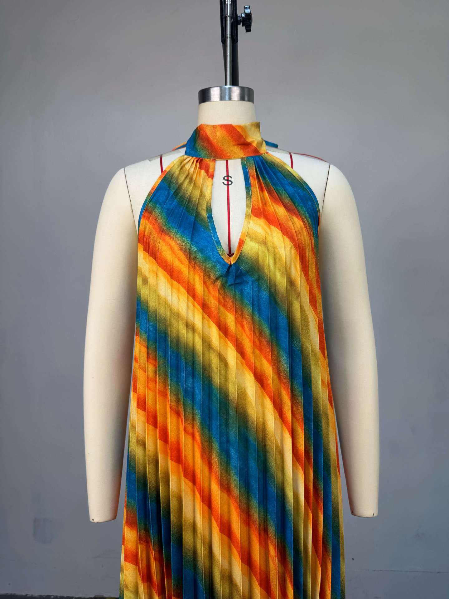 Vibrant Rainbow Striped Maxi Dress