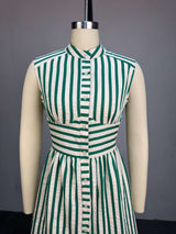 Striped Button-Front Sleeveless Dress