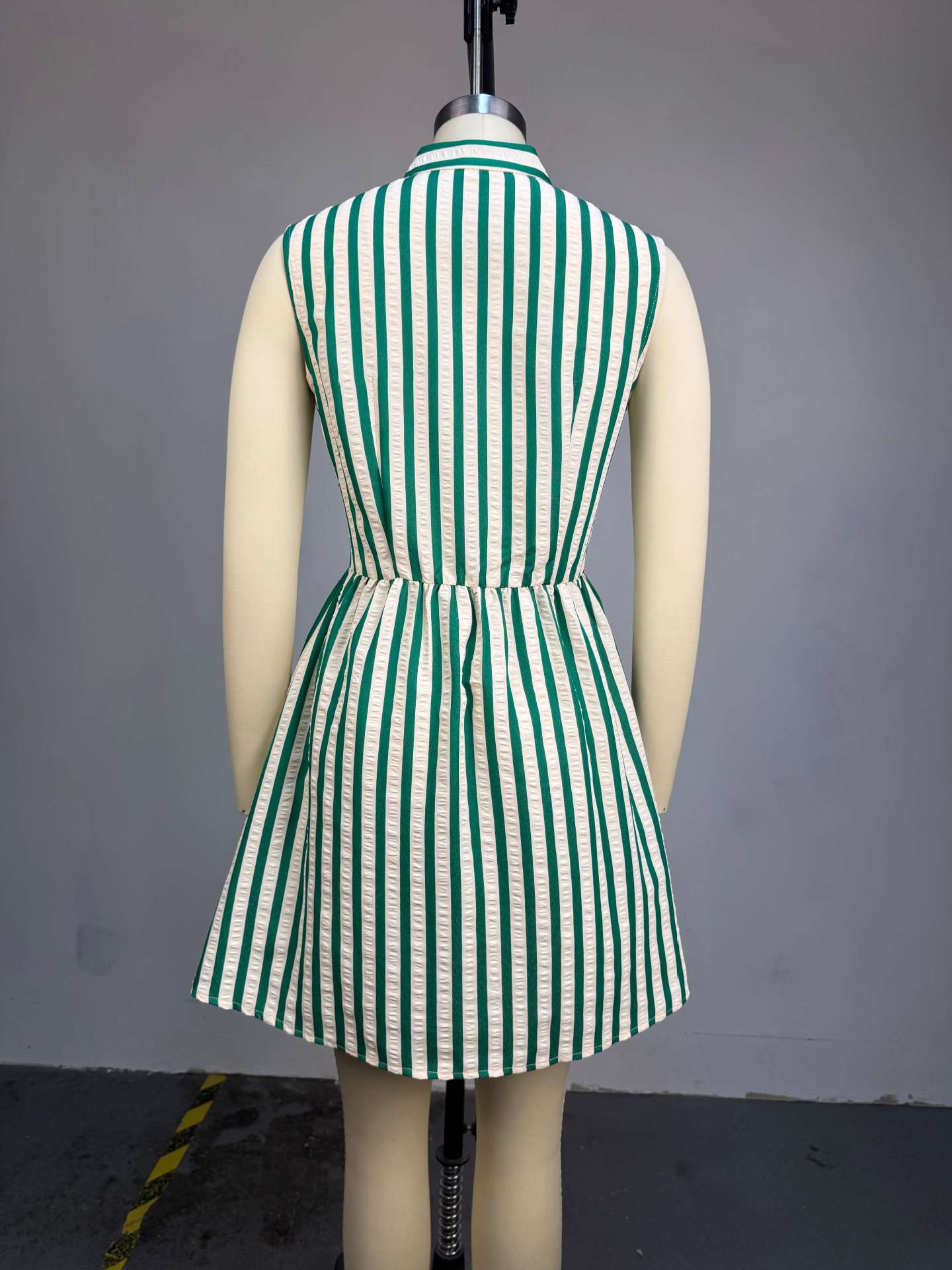 Striped Button-Front Sleeveless Dress