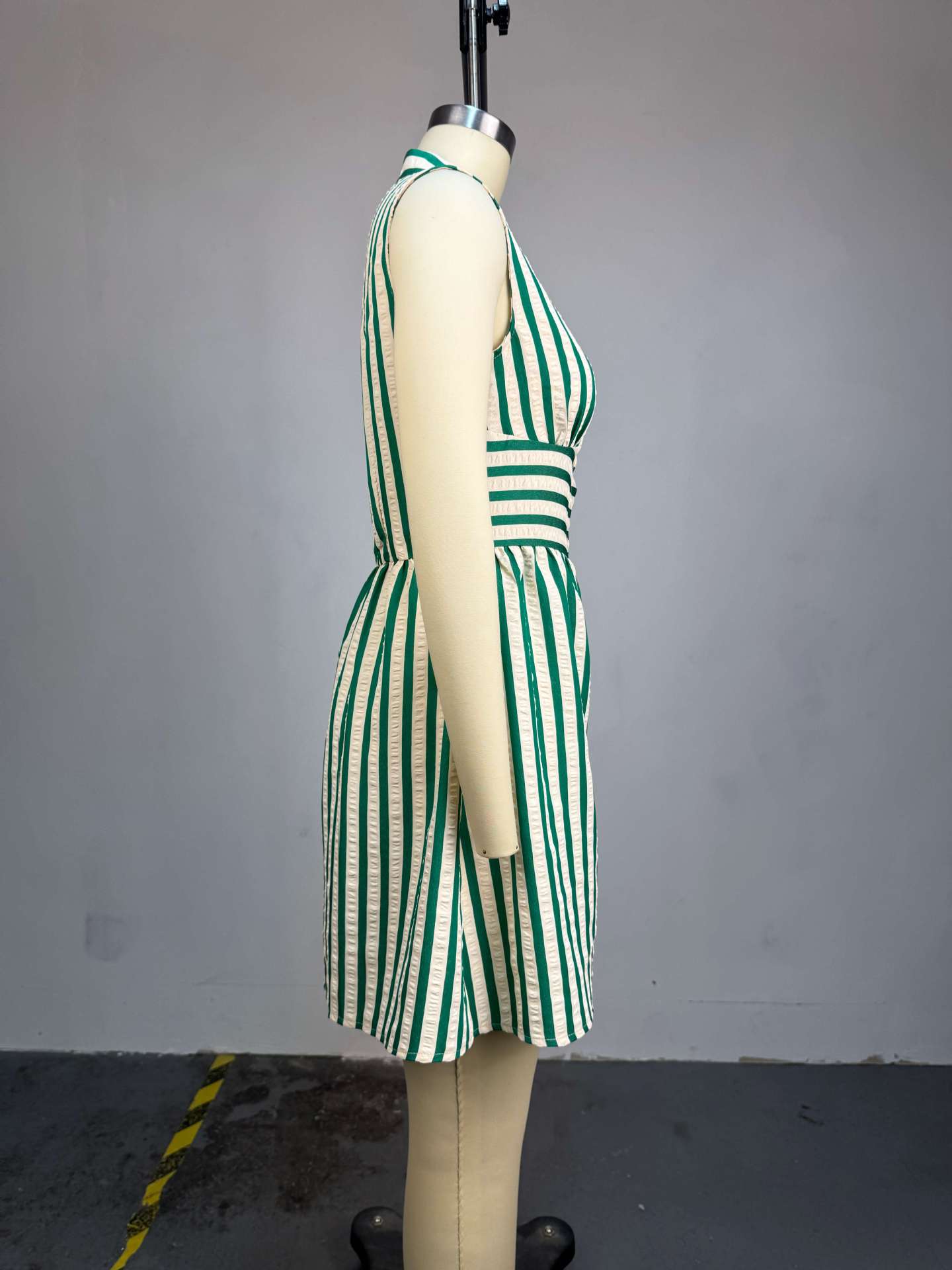 Striped Button-Front Sleeveless Dress