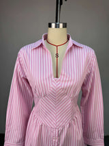 Striped Button-Down Shirt Dress