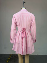 Striped Button-Down Shirt Dress